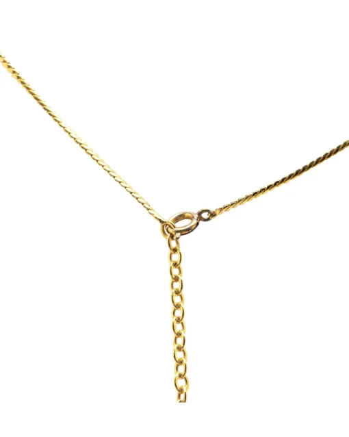 Preloved Gold Plated Rhinestone Pendant Necklace with Chain and Spring
