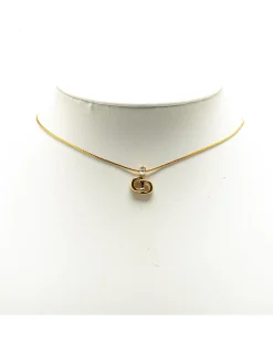 Preloved Gold Plated Rhinestone Pendant Necklace with Chain and Spring
