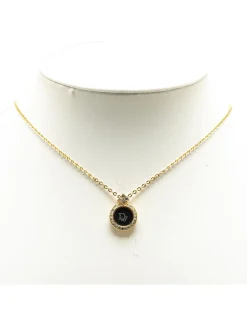 Preloved Gold Plated Rhinestone Pendant Necklace with Enamel Details