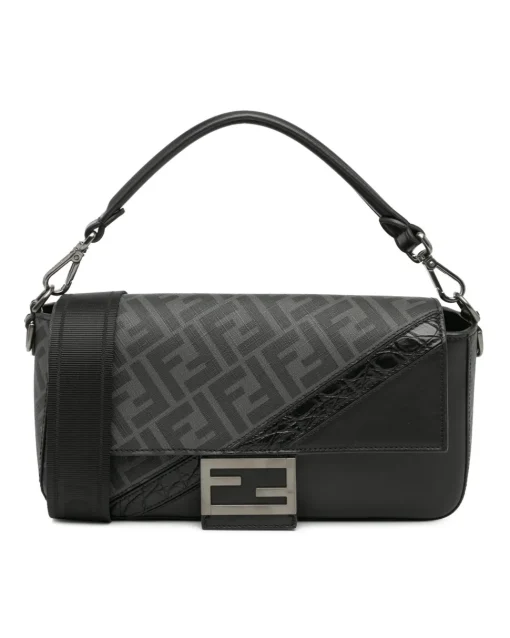 Preloved graphy FF Baguette Shoulder Bag in Black Leather