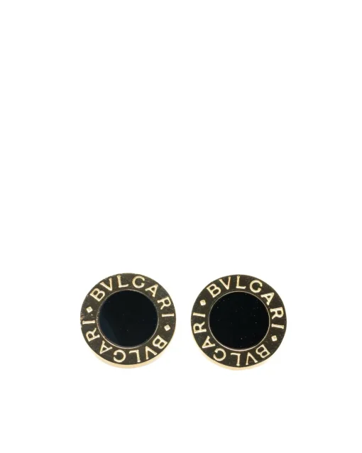Preloved 18K Gold Onyx Stud Earrings with Push Back Closure