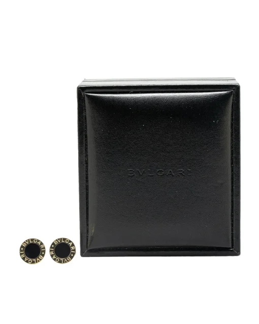 Preloved 18K Gold Onyx Stud Earrings with Push Back Closure