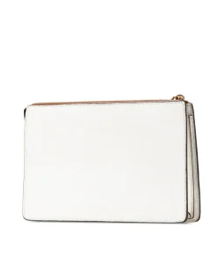 Preloved Logo Mania Leather Clutch with Interior Zip and Slip Pockets