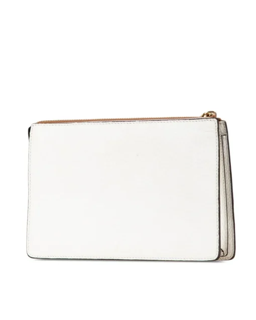 Preloved Logo Mania Leather Clutch with Interior Zip and Slip Pockets