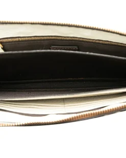 Preloved Logo Mania Leather Clutch with Interior Zip and Slip Pockets