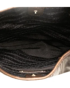 Preloved Metallic Leather Hobo Bag with Braided Shoulder Straps