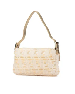 Preloved Metallic Lurex Baguette Shoulder Bag with Leather Strap and