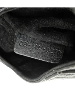 Preloved Mini Embossed Leather Saddle Bag with Magnetic Snap Closure