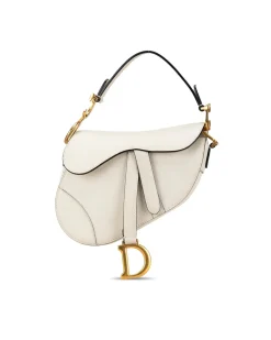Preloved Mini Leather Saddle Shoulder Bag with Magnetic Snap Closure