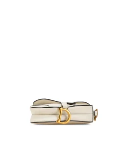 Preloved Mini Leather Saddle Shoulder Bag with Magnetic Snap Closure
