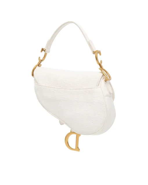 Preloved Mini Oblique Saddle Canvas Body with Leather Handle