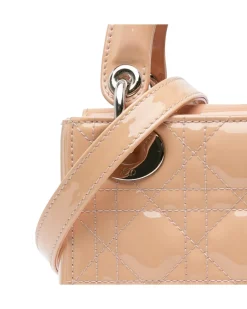 Preloved Mini Patent Cannage Quilted Leather Handbag with Detachable