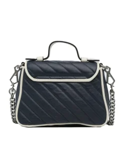 Preloved Mini Quilted Leather Top Handle Bag with Chain Strap