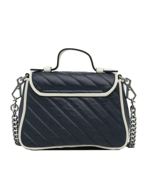 Preloved Mini Quilted Leather Top Handle Bag with Chain Strap