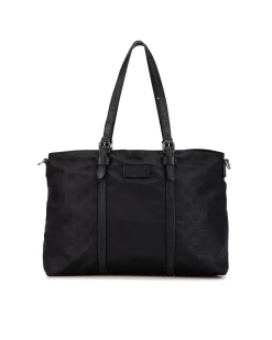 Preloved Nylon Satchel with Adjustable Straps and Top Zip Closure
