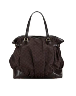Preloved Nylon Tote Bag with Leather Trim and Magnetic Closure
