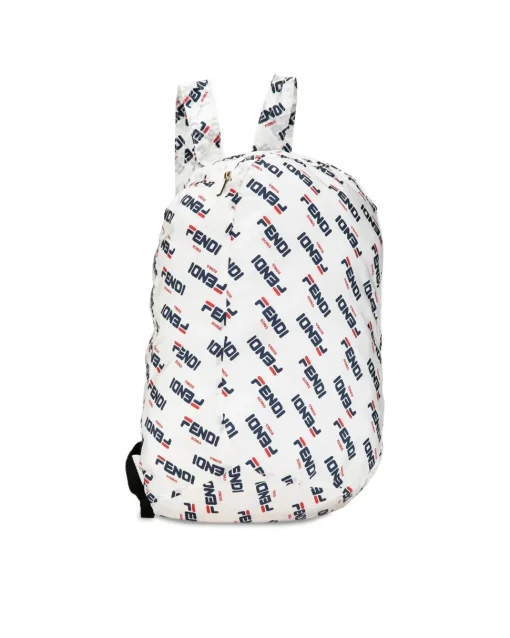 Preloved Packable Nylon Backpack with Top Zip Closure and Flat Back