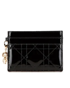 Preloved Patent Leather Cannage Card Holder with Detachable Charms