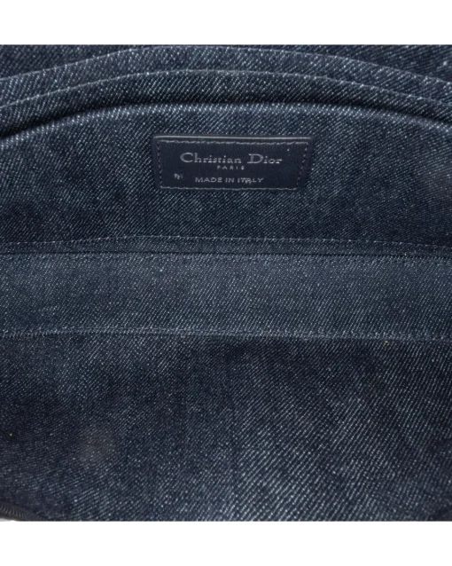 Preloved Quilted Denim Eyelet Top Handle Bag with Detachable Strap
