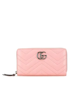 Preloved Quilted Leather Zip Around Wallet with Card Slots