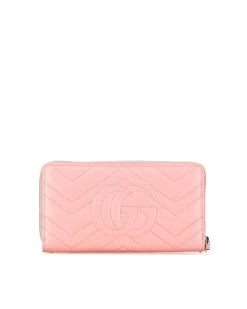 Preloved Quilted Leather Zip Around Wallet with Card Slots