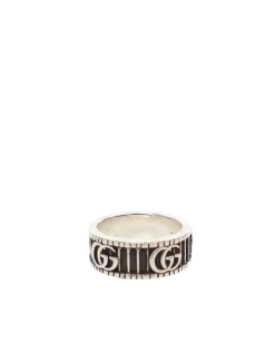 Preloved Silver-Tone GG Logo Ring  Sterling Silver Ring with