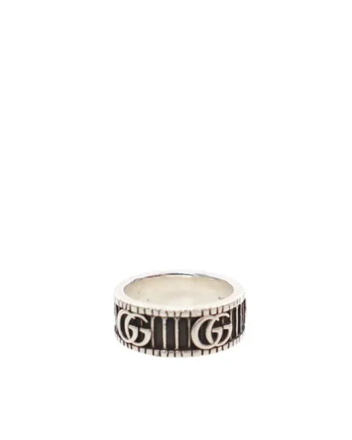Preloved Silver-Tone GG Logo Ring  Sterling Silver Ring with