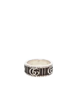 Preloved Silver-Tone GG Logo Ring  Sterling Silver Ring with