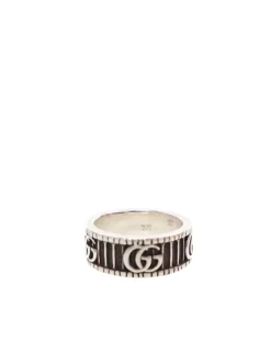 Preloved Silver-Tone GG Logo Ring  Sterling Silver Ring with