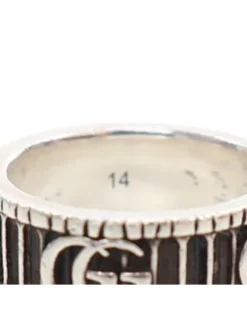 Preloved Silver-Tone GG Logo Ring  Sterling Silver Ring with
