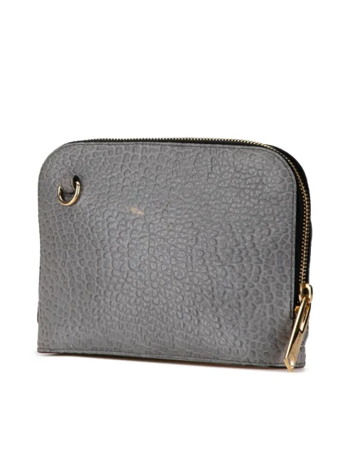 Preloved Small Leather Crossbody Bag Grey