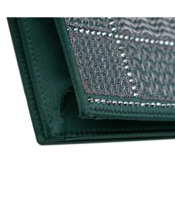 Preloved Studded Satin Microcannage Clutch with Chain
