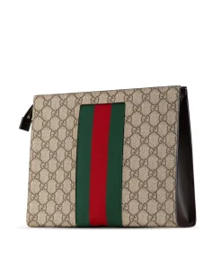 Preloved Supreme Web Coated Canvas Clutch with Interior Slip Pocket