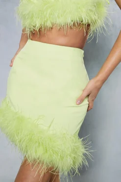 Premium Feather Trim Mini Skirt