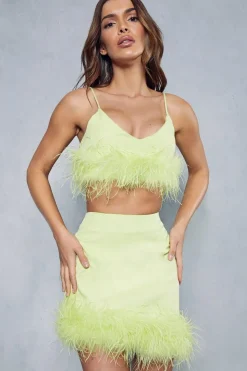 Premium Feather Trim Mini Skirt