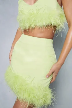 Premium Feather Trim Mini Skirt