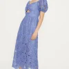 Premium Floral Lace Cut Out Midi Dress