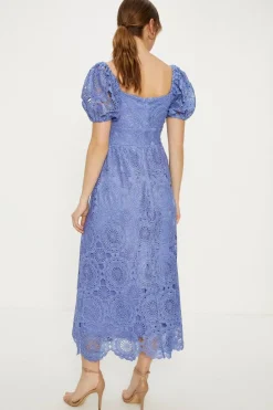 Premium Floral Lace Cut Out Midi Dress