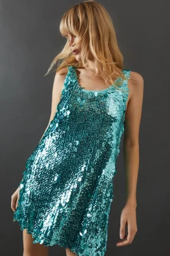 Premium Holographic Sequin Vest Mini Dress