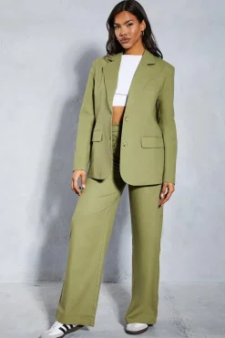 Premium Linen Look Tailored Wide Leg Trouser