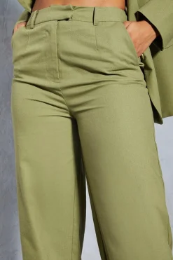 Premium Linen Look Tailored Wide Leg Trouser