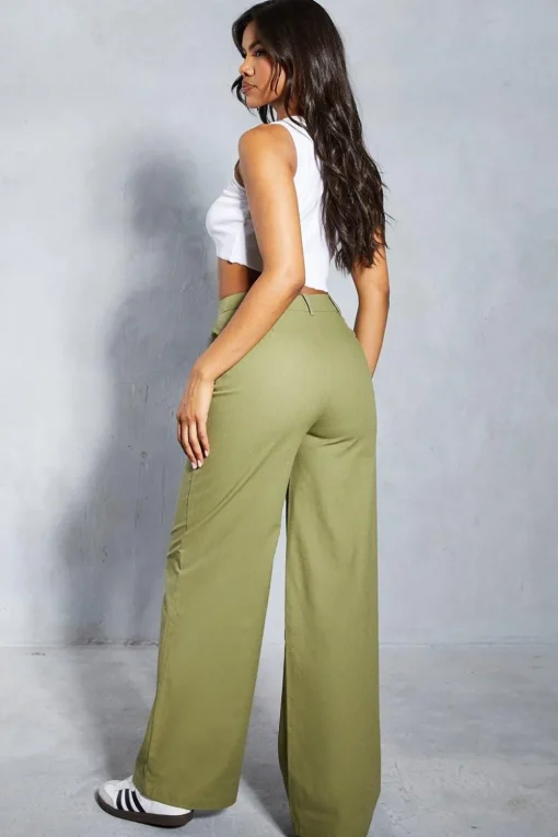 Premium Linen Look Tailored Wide Leg Trouser