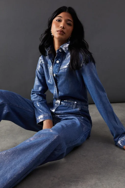 Premium Metallic Denim Boilersuit