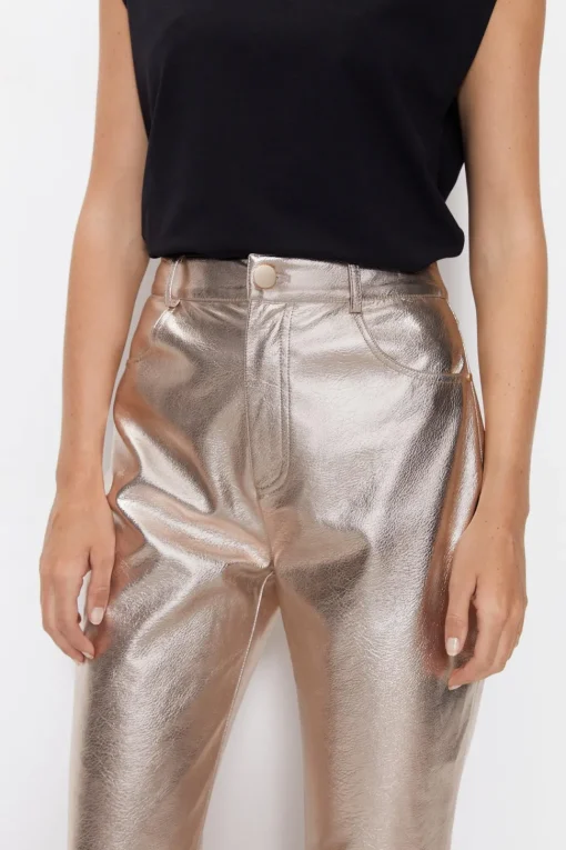Premium Metallic Straight Leg Trousers