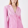Premium Pleat Detail Contrast Satin Blazer