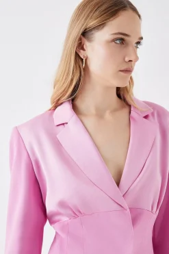 Premium Pleat Detail Contrast Satin Blazer