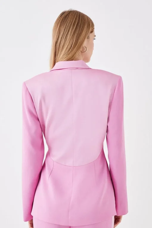 Premium Pleat Detail Contrast Satin Blazer