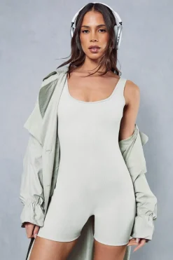 Premium Rib Scoop Neck Unitard