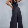 Premium Satin Frill Wide Leg Jumpsuit