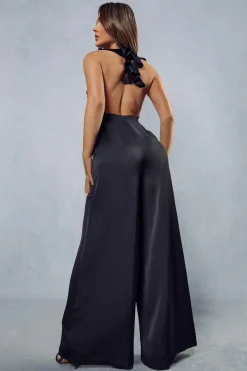 Premium Satin Frill Wide Leg Jumpsuit